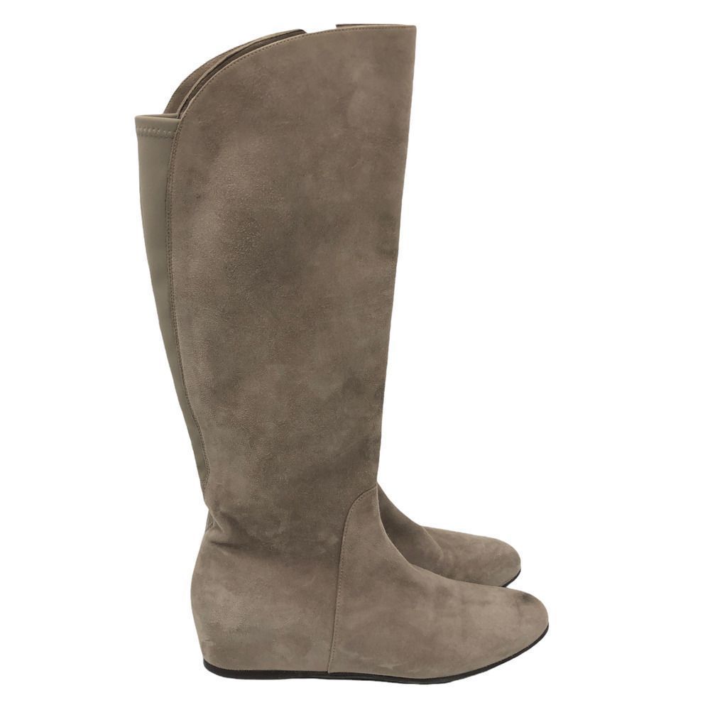 Stuart Weitzman Women's Size 7.5 Suede Hidden Wedge Knee-High Boot Tan Beige